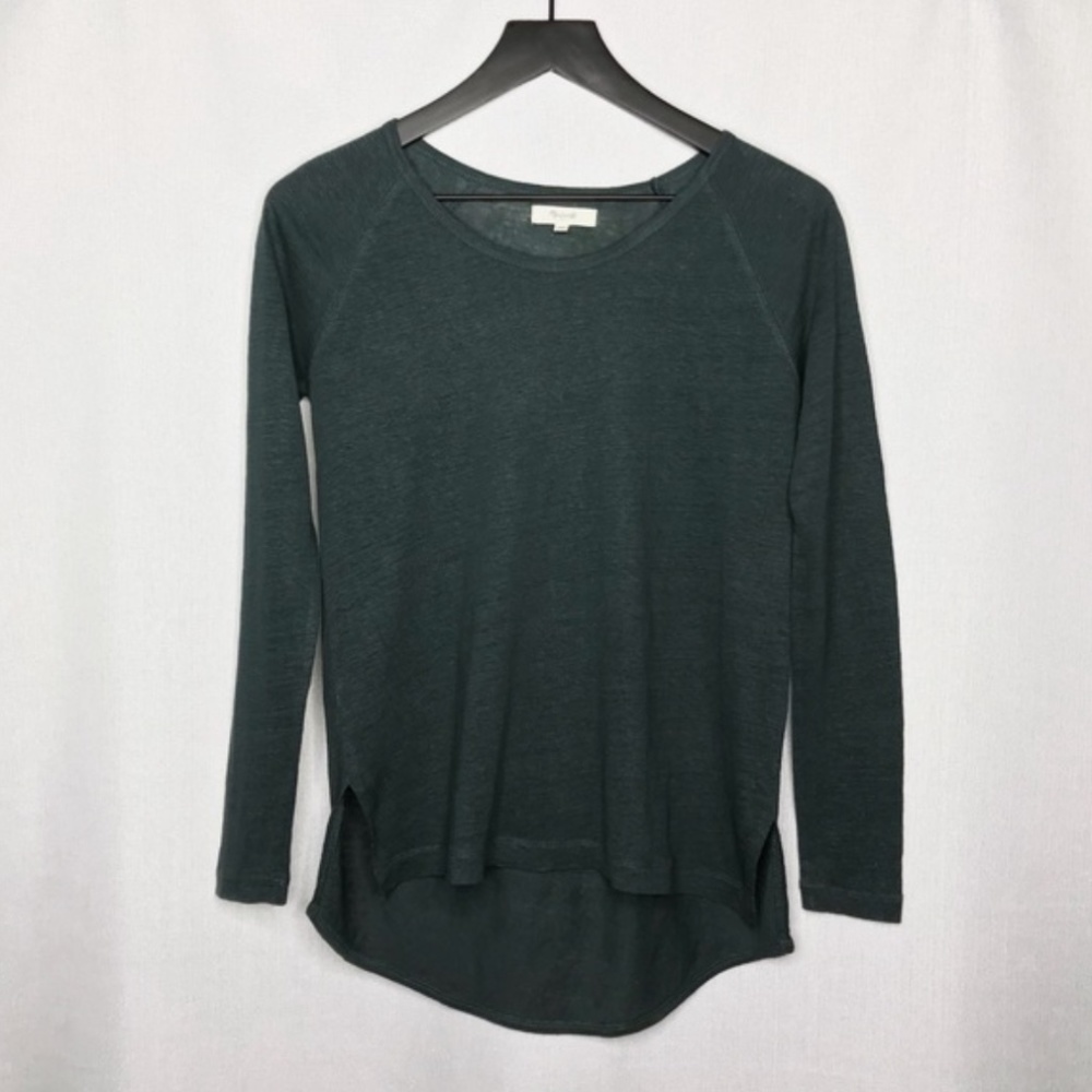 Madewell Linen Raglan Long Sleeve Tee Top SZ L